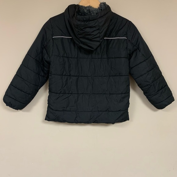 🆕 Black Swiss Puffer Coat Boy’s Medium 8 Quilted Fall Winter Jacket Warm Snow - Picture 3 of 10
